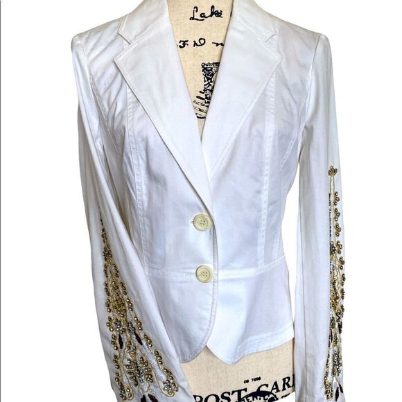 INC International Concepts Petite White Jacket with Sleeve Appliqué NEW Size S - Picture 1 of 10